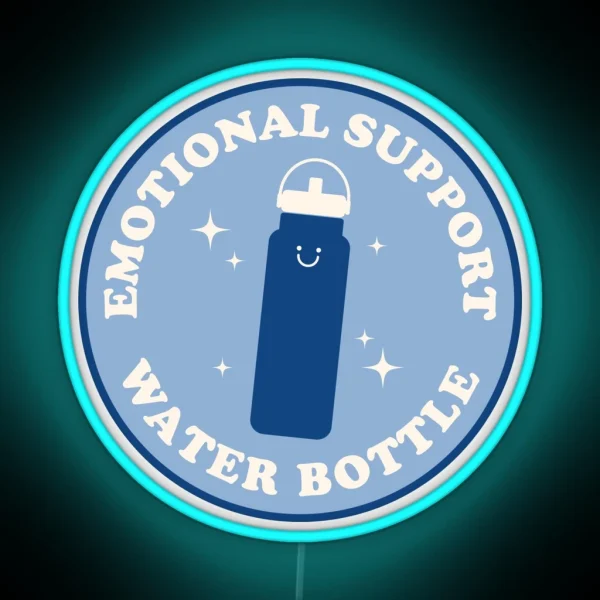 Emotional Support Water Bottle Led Blue And Blue RGB Neon Sign