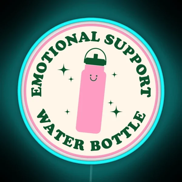 Emotional Support Water Bottle Led Pink And Green RGB Neon Sign