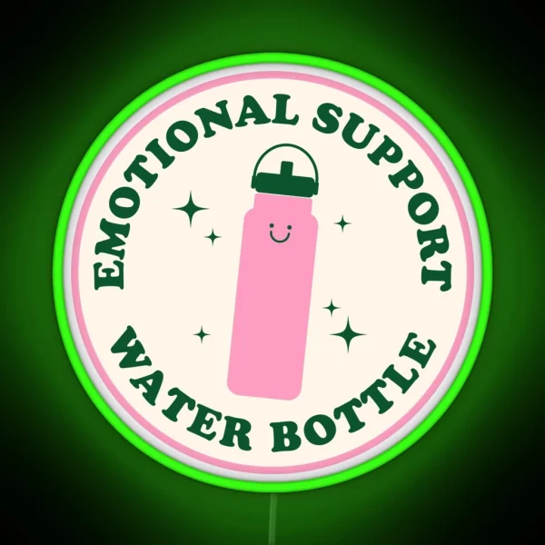 Emotional Support Water Bottle Led Pink And Green RGB Neon Sign