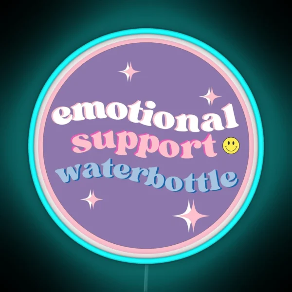 Emotional Support Water Bottle Purple Girly RGB Neon Sign