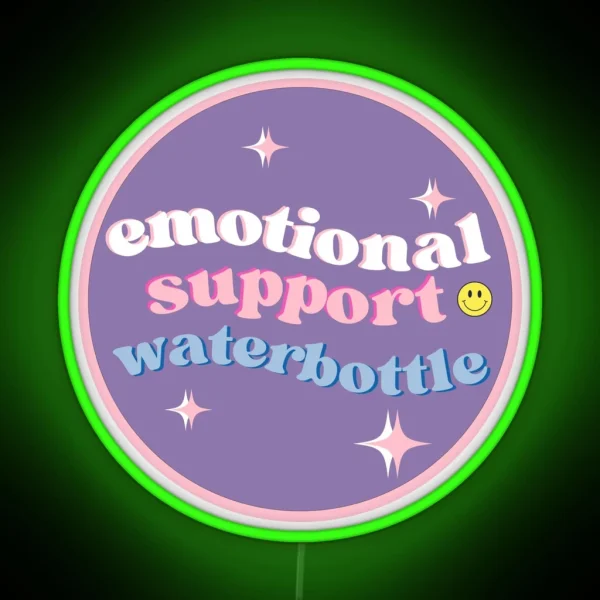 Emotional Support Water Bottle Purple Girly RGB Neon Sign