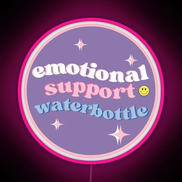 Emotional Support Water Bottle Purple Girly RGB Neon Sign