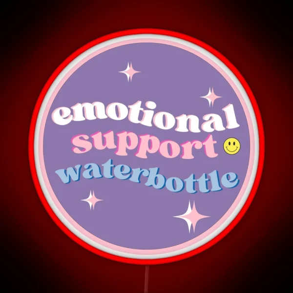 Emotional Support Water Bottle Purple Girly RGB Neon Sign