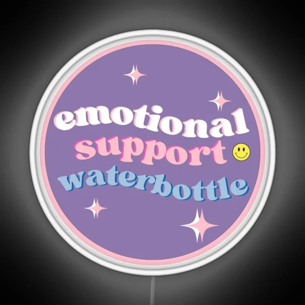 Emotional Support Water Bottle Purple Girly RGB Neon Sign