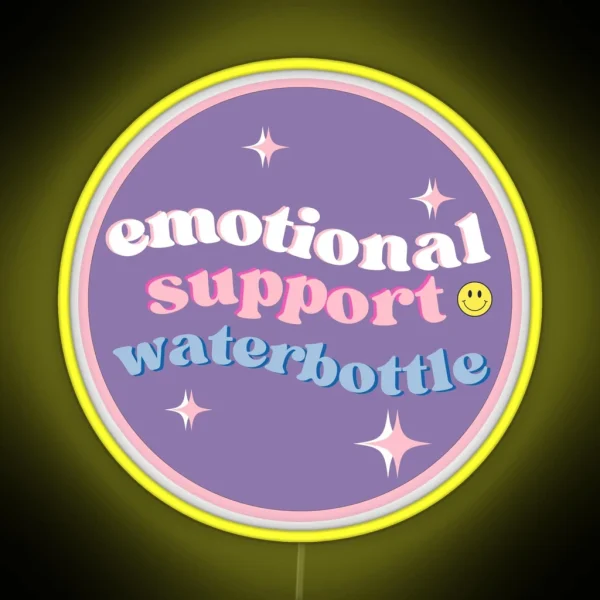 Emotional Support Water Bottle Purple Girly RGB Neon Sign
