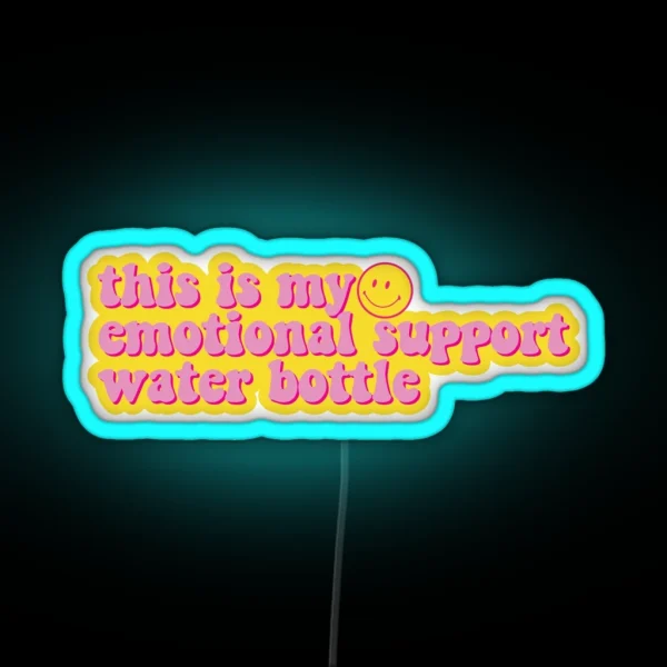Emotional Support Water Bottle Smiley RGB Neon Sign