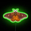 Vibrant Emperor Moth-inspired color-changing LED neon light decor for interior spaces.