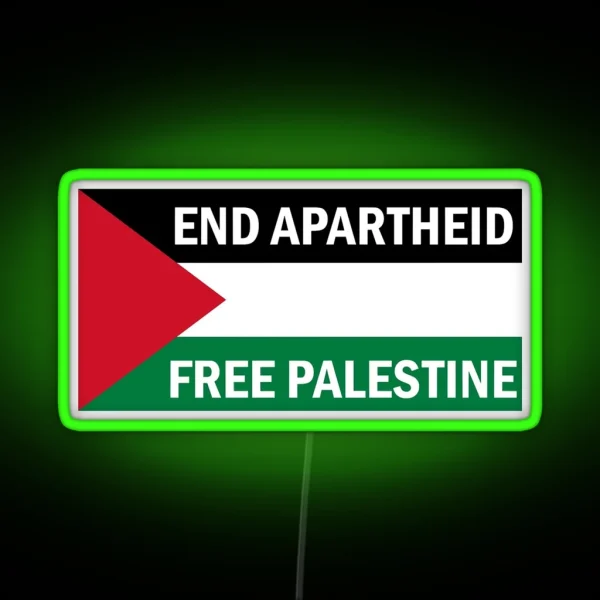 End Apartheid Free Palestine Poster RGB Neon Sign