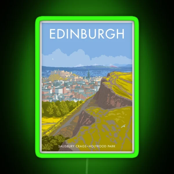 Endinburgh Salisbury Crags RGB Neon Sign