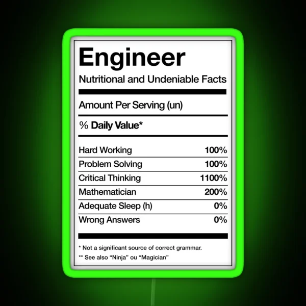 Engineering Engineer Funny RGB Neon Sign