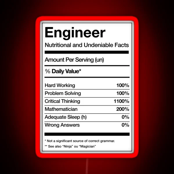 Engineering Engineer Funny RGB Neon Sign
