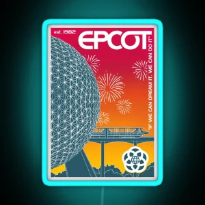 Epcot Center Retro Rainbow RGB Neon Sign