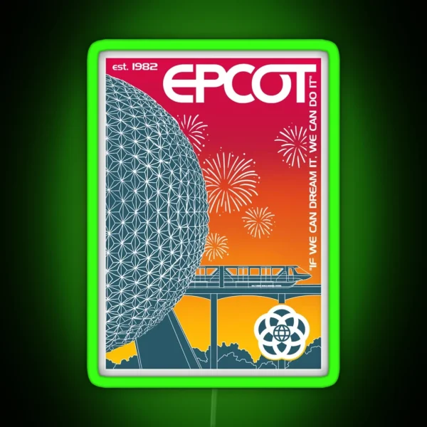 Epcot Center Retro Rainbow RGB Neon Sign