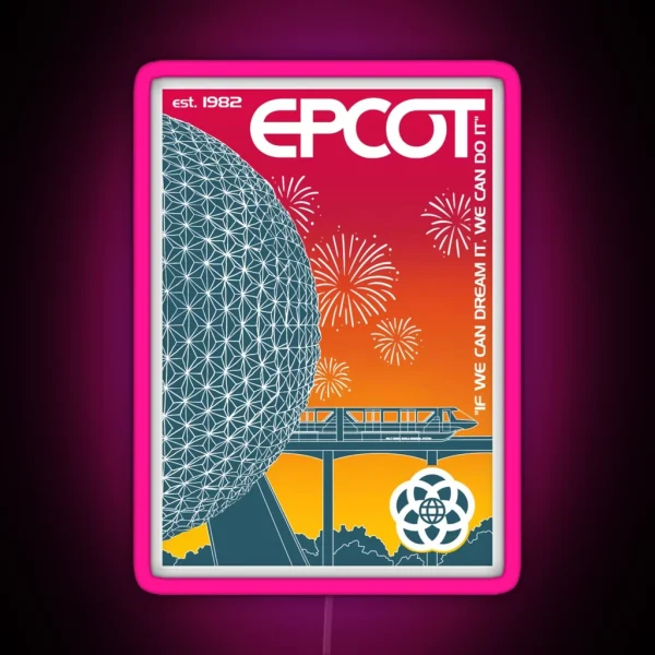 Epcot Center Retro Rainbow RGB Neon Sign