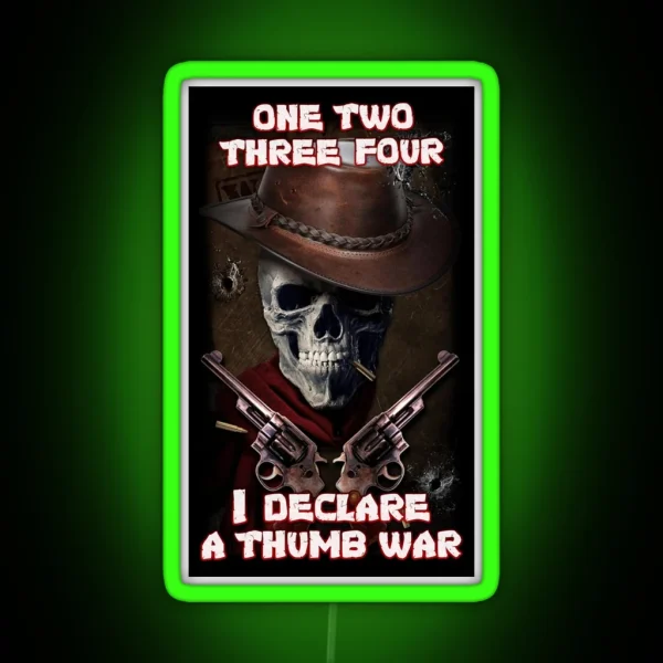 Epic Skull Man Declares Thumb War RGB Neon Sign
