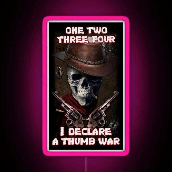 Epic Skull Man Declares Thumb War RGB Neon Sign