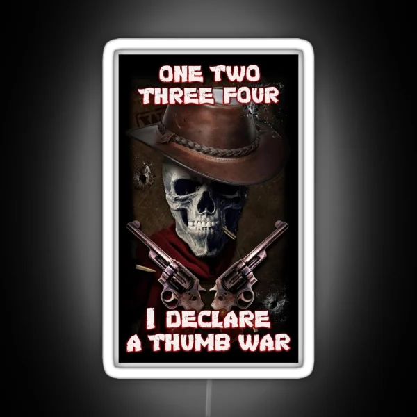 Epic Skull Man Declares Thumb War RGB Neon Sign