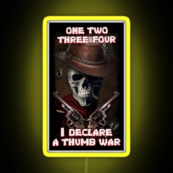 Epic Skull Man Declares Thumb War RGB Neon Sign
