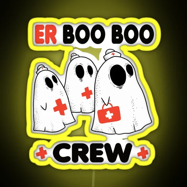 ER Boo Boo Crew Ghost Nurse Doctor RGB Neon Sign