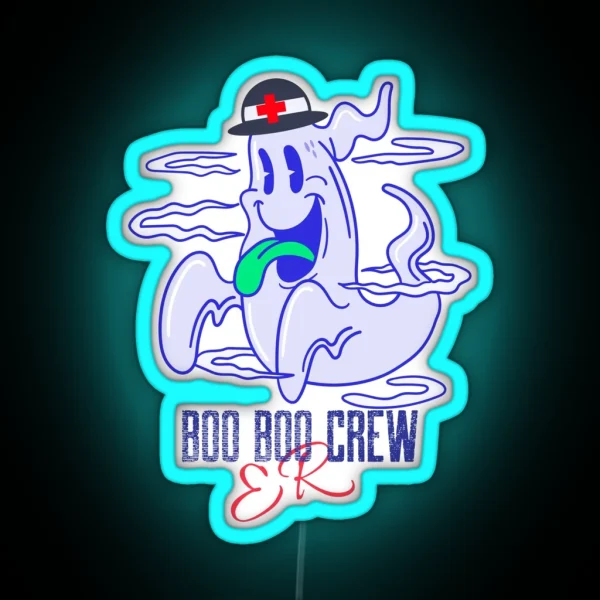 ER BOO BOO CREW Ghostly Fun For The Spirits RGB Neon Sign
