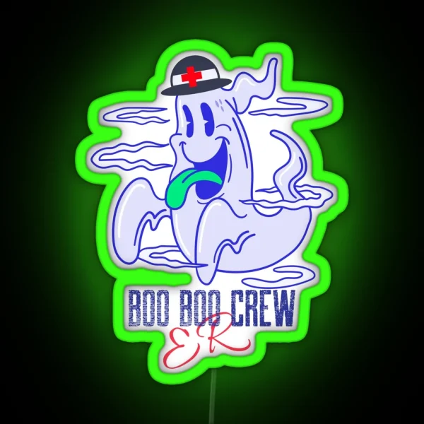 ER BOO BOO CREW Ghostly Fun For The Spirits RGB Neon Sign