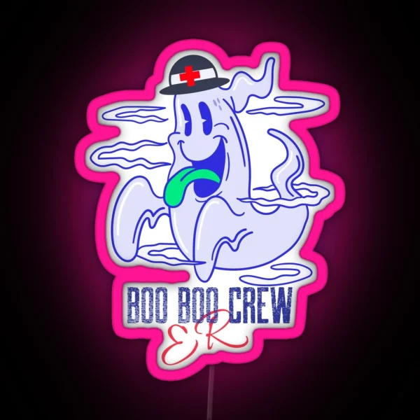 ER BOO BOO CREW Ghostly Fun For The Spirits RGB Neon Sign