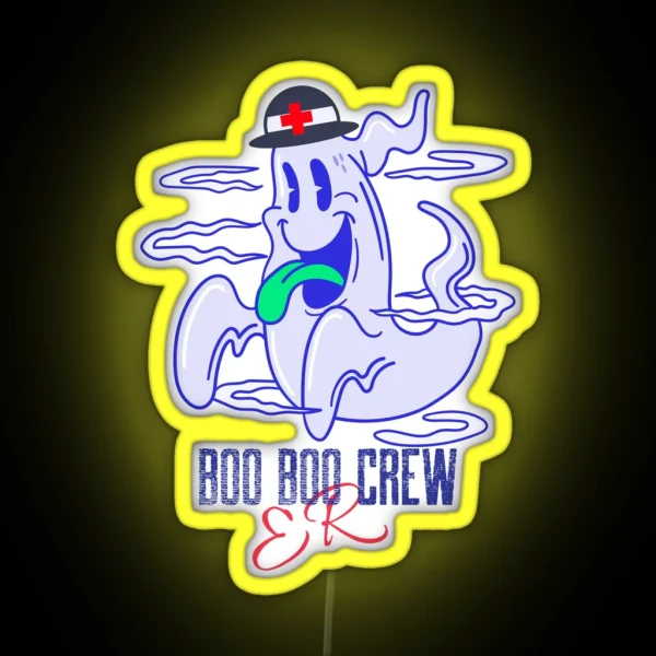 ER BOO BOO CREW Ghostly Fun For The Spirits RGB Neon Sign
