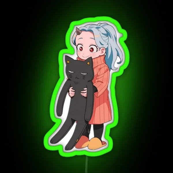 Eri Chan Holding A Cat RGB Neon Sign