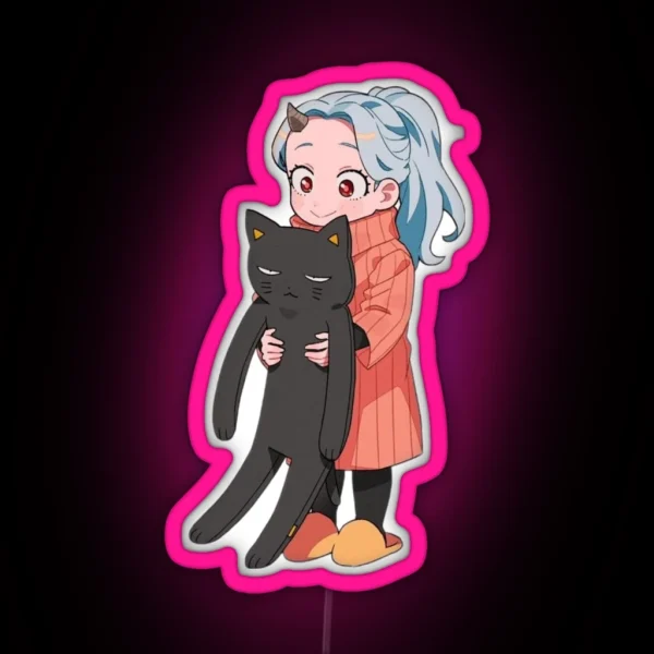 Eri Chan Holding A Cat RGB Neon Sign