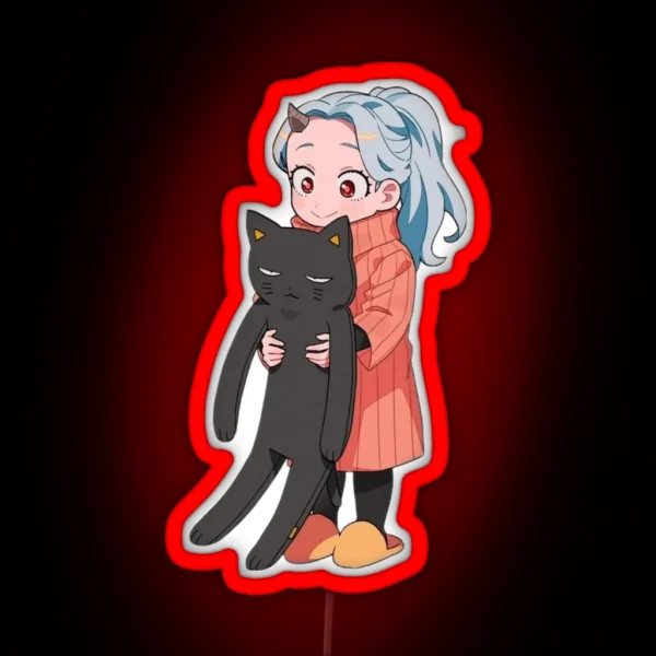 Eri Chan Holding A Cat RGB Neon Sign