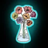 Elegant Erlenmeyer lab flask bouquet design with colorful RGB neon accents