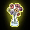 Colorful Erlenmeyer Bouquet design neon sign in vibrant RGB lighting.