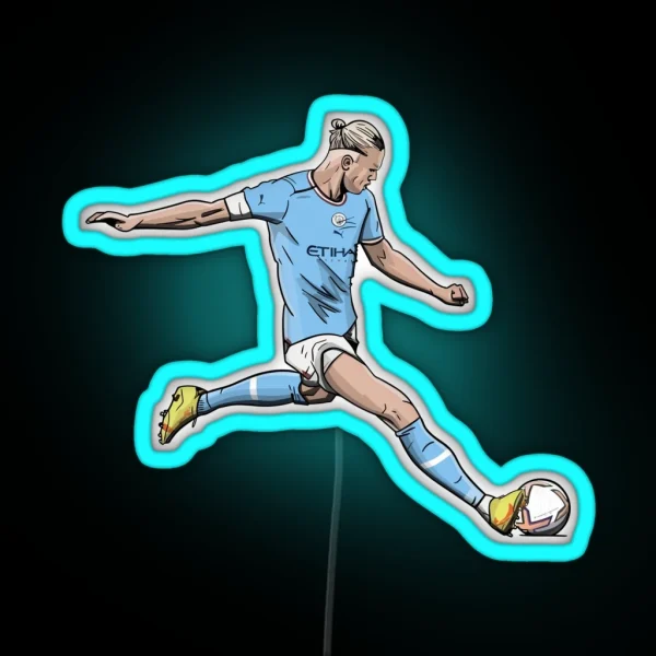 Erling Haaland 9 Manchester City Illustration RGB Neon Sign