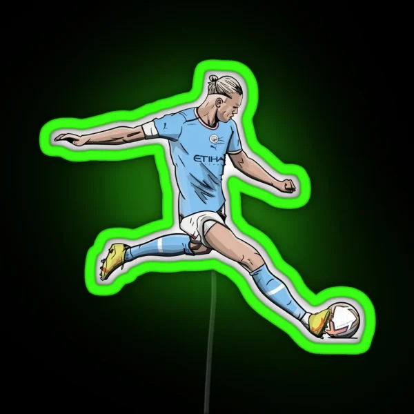 Erling Haaland 9 Manchester City Illustration RGB Neon Sign