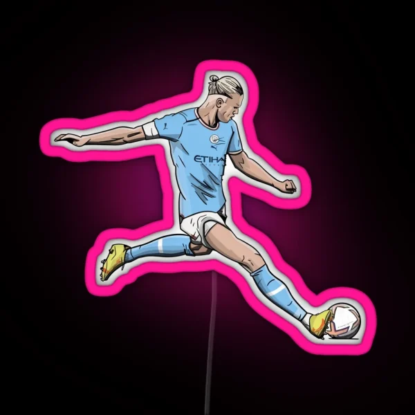 Erling Haaland 9 Manchester City Illustration RGB Neon Sign