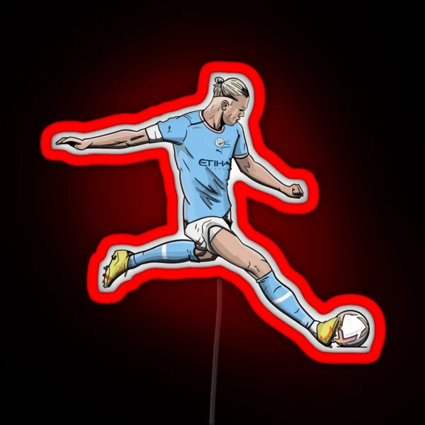 Erling Haaland 9 Manchester City Illustration RGB Neon Sign