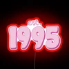 Neon sign with RGB colors, 'est 1995' vintage graffiti design