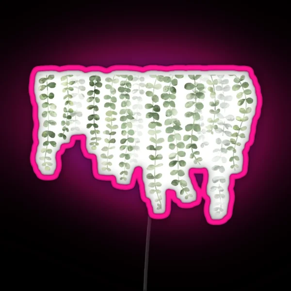 Eucalyptus Watercolor Pink RGB Neon Sign