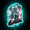 Eula's Iconic Character from Genshin Impact in Vibrant RGB Neon Light