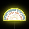 RGB Neon Quote Sign with Inspirational Message About Progress Journey