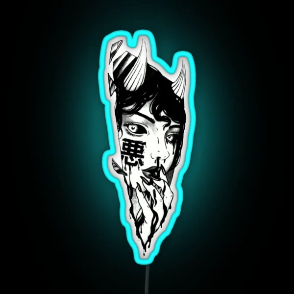 Evil Girl Japanese Cyberpunk Black And White RGB Neon Sign