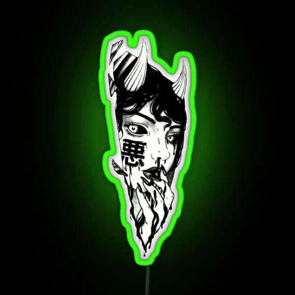 Evil Girl Japanese Cyberpunk Black And White RGB Neon Sign