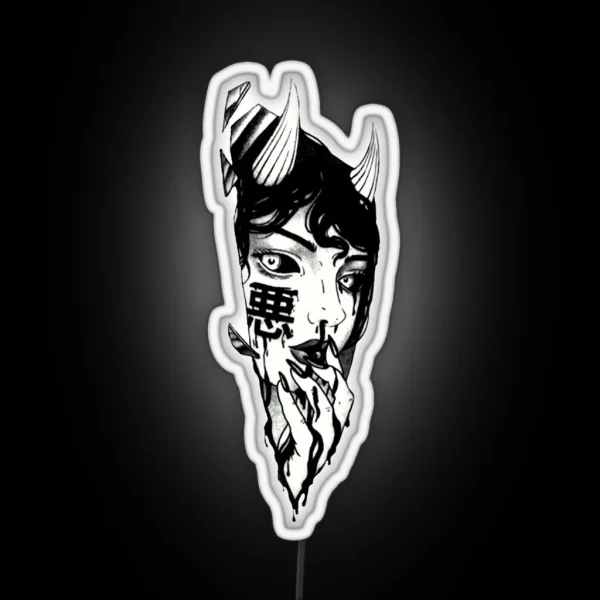 Evil Girl Japanese Cyberpunk Black And White RGB Neon Sign