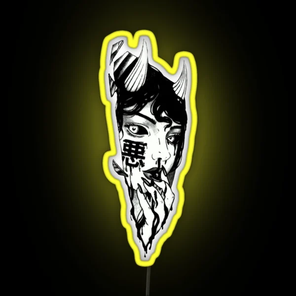 Evil Girl Japanese Cyberpunk Black And White RGB Neon Sign