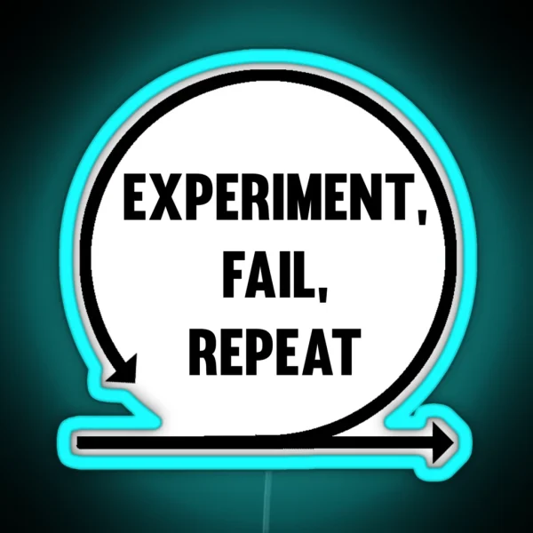 Experiment Fail Repeat RGB Neon Sign