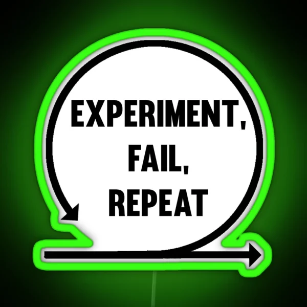 Experiment Fail Repeat RGB Neon Sign