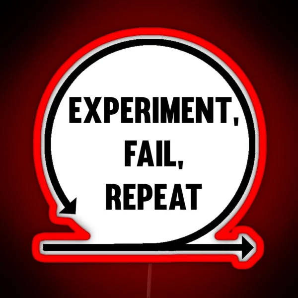 Experiment Fail Repeat RGB Neon Sign