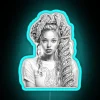 Vibrant Artistic Expression of a Braid-Wearing Female Figure Neon Sign