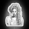 Vibrant Artistic Neon Sign Featuring A Woman with Braids