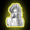 Artistic Female Figure with Intricate Braids Illuminated by Colorful RGB Lighting